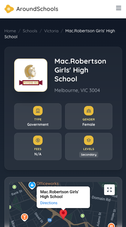School detail page