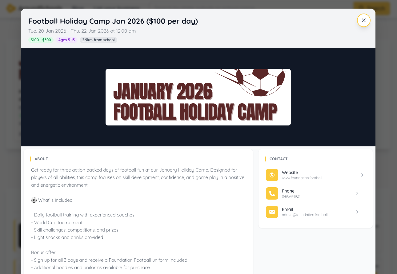 Event details view