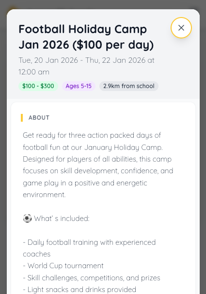 Event details view
